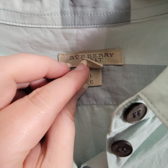 BURBERRY Brit womens button down shirt mint teal green long sleeve top large - Picture 6 of 13